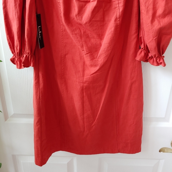 Lulus Off The Shoulder Lace Up Mini Dress Rust S - Picture 9 of 10